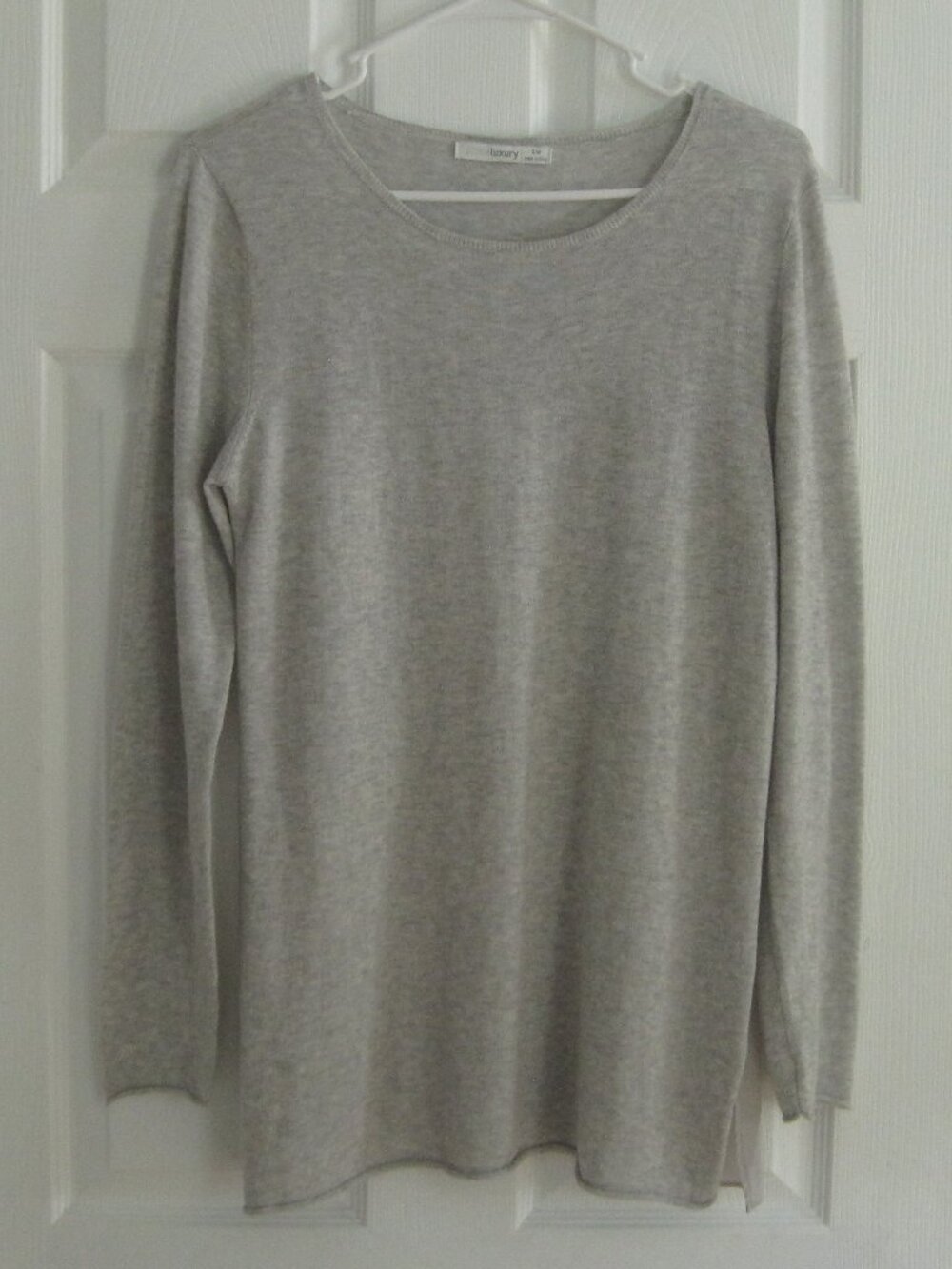 Subtle Luxury Cotton Silk Blend Knit Sweater Sz S Grey Capsule Workwear Classic